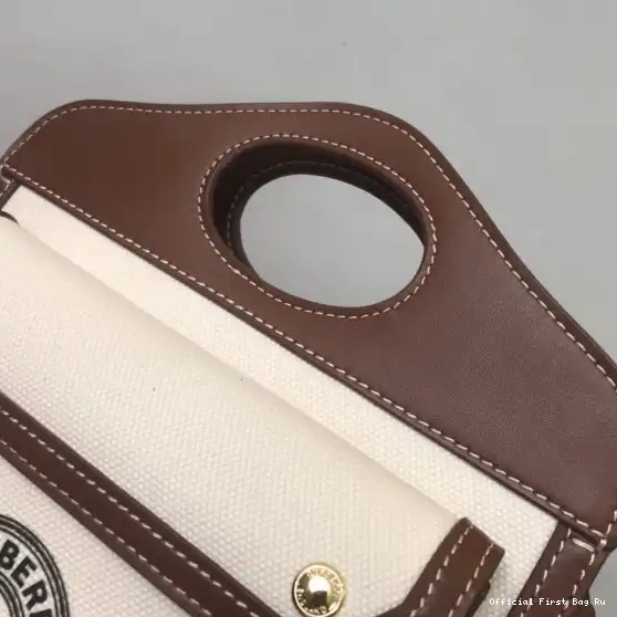 Official FirstBag Ru Mini BURBERRY Bag Two-tone Leather Pocket and Canvas 0602